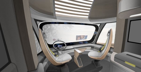 Концептуалният камион привлича вниманието с аеродинамичната форма на кабината без изпъкнали елементи, чиято горна част е стилизирана като вид черна &bdquo;шапка&ldquo;.